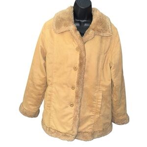 IL Suffit Tan Faux Shearling Teddy Jacket Women’s Medium Cozy Winter Coat SZ 13R
